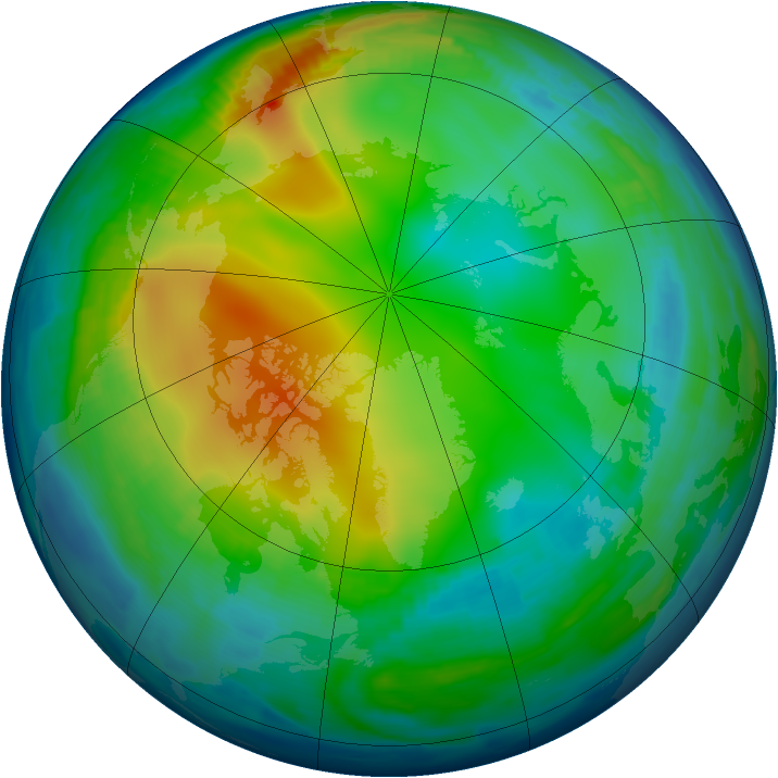 Arctic ozone map for 13 December 1996